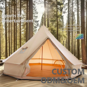 Grande tente cloche <span class=keywords><strong>en</strong></span> toile pliable, abri <span class=keywords><strong>yourte</strong></span> monocouche, une chambre, structure <span class=keywords><strong>en</strong></span> fer, trou pour poêle, pour camping extérieur et jardin - Product Image 1