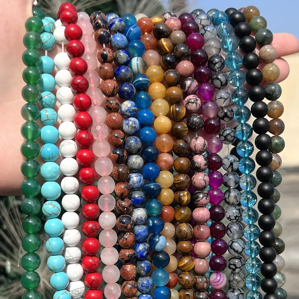 Wholesale high quality polished Natural crystal stone semi precious beads DIY Handmade jewelry bracelets