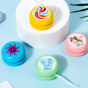 Jouet en bois pour enfants, yo-yo, balle, jeu de balle, yo-yo classique coloré en bois, dessin animé - Product Image 3