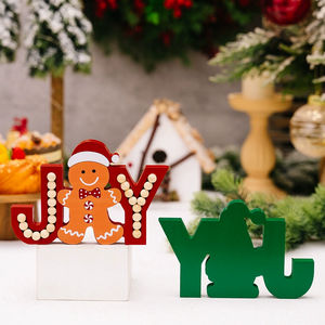 Joy Letter Segno di Lettera di <span class=keywords><strong>Natale</strong></span> ornamenti di gioia divertente cartone animato decorazioni di festa <span class=keywords><strong>in</strong></span> <span class=keywords><strong>legno</strong></span> decorazioni di pan di zenzero casa - Product Image 2