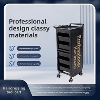 Chariot de rangement commercial multifonctionnel en acier inoxydable durable à 4 roues réglables pour salon de coiffure moderne, livraison gratuite