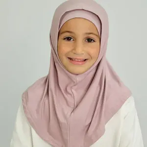 Hot Selling Goede Stiksels Premium Tweedelige Katoenen Jersey Instant Amira Hijab Voor 10-18 Jaar Meisjes Kinderen Hijab Set