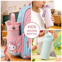 Bouteille d'eau isotherme en acier inoxydable de 14 oz avec double couvercle pour enfants, boîte à lunch, école, voyage, logo personnalisé