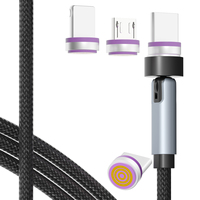 Câble USB-C OEM rotatif à 360 degrés, magnétique, en métal et nylon tressé, 60W 27W V8 Micro 8Pin Type-C, remplacement de connecteur multiple pour imprimante
