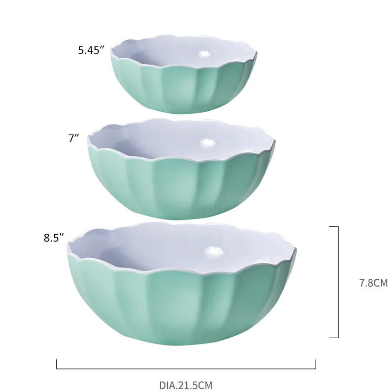 2022 새로운 홈 & kichchen 컬렉션 고품질 내구성 멜라민 식탁 3 조각 그릇 세트