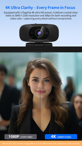 Cámara Web USB con Sensor CMOS UHD 4K, Mini Cámara de Video 2K 1080P Full HD, Gran Angular de 92°, Micrófono Integrado, Software para Conferencias - Product Image 2