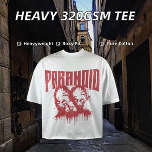 Camiseta Oversize de Algodón 100% de 320 g/m² para Hombre, Estilo Urbano, Hombros Caídos, Corte Cuadrado, Holgada y Lisa - Product Image 2