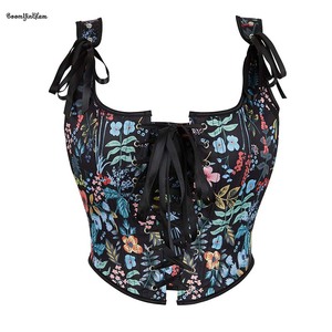 <span class=keywords><strong>Corset</strong></span> à fleurs vintage pour femmes à lacets Corsets et bustiers désossés Costume <span class=keywords><strong>de</strong></span> <span class=keywords><strong>pirate</strong></span> renaissance gilet débardeur haut court - Product Image 2