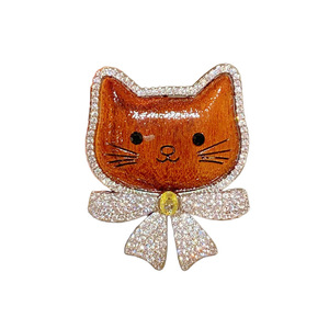 Broche de Luxo Acessível em Madeira Original, Joia de Gato com Laço Fofo, Acessórios Femininos Casuais Bonitos <span class=keywords><strong>Vintage</strong></span> ALN26020310 - Product Image 6