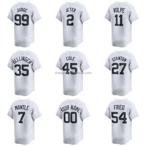 Vente en gros de maillots de <span class=keywords><strong>baseball</strong></span> américains des New York <span class=keywords><strong>Yankees</strong></span> brodés pour hommes # 99 Aaron Judge # 2 Derek Jeter # 45 Gerrit Cole Vêtements de softball - Product Image 1