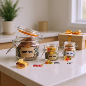 Set di barattoli di caramelle Haribo con logo personalizzato per promozioni e regali - Product Image 3