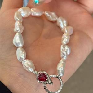 Collier à boucle OT en argent S925 à la mode pour femmes, baroque d'eau douce, 13-15, lumière froide, bracelets et joncs robustes, vente en gros, cadeau - Product Image 2