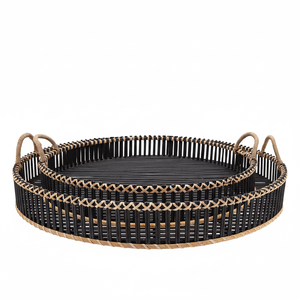 ถาดหวายทรงกลมพับได้สะดวกสำหรับใช้ในห้องครัวงานถักสีตามสั่งโดยเวียดนาม - Product Image 1