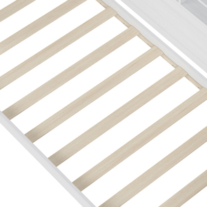 Wooden Twin Size Daybed with Storage Shelves, Multi-functional Bed with Twin Size Trundle Bed and <b>Study</b> <b>Desk</b>, Antique White - Product Image 5