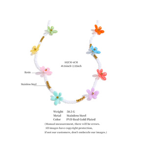 จินโยว 6268 <span class=keywords><strong>ส</strong></span>ร้อยคอยาวประดับ<span class=keywords><strong>ดอก</strong></span>ไม้เรซิ่นหลากสีสัน พร้อมลูกปัด  วั<span class=keywords><strong>ส</strong></span>ดุ<span class=keywords><strong>ส</strong></span>แตนเลสชุบทอง 18K ดีไซน์หรูหรา - Product Image 6