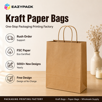 Sacs en papier kraft brun personnalisés, directement de l'usine, sacs en papier kraft à soufflets, sacs cadeaux écologiques imprimés pour boulangerie et café