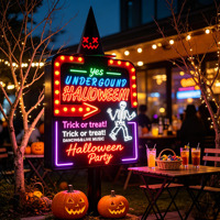 Panneau publicitaire vertical LED sans MOQ, enseigne personnalisée en acrylique, enseignes d'Halloween, enseigne lumineuse 3D pour événements professionnels et fêtes en extérieur