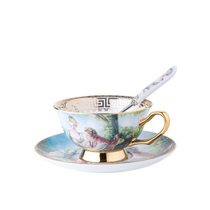 Juego de Taza y Platillo de Porcelana Fina Estilo Europeo Blue Beauty, Cerámica Vintage para el Hogar, Estilo Británico para el Té de la Tarde - Product Image 5