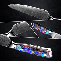 Ensemble de couteaux de cuisine professionnels Santoku Kiritsuke Nakiri, manche en coquille d'ormeau en acier damas, 5 pièces
