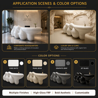 Comptoir de réception en PRF laqué haute brillance, moulé monobloc sans joint en forme de goutte liquide, personnalisé pour hôtel, salon, bureau, salle de sport