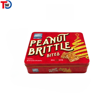 Boîte de rangement alimentaire rectangulaire personnalisable en fer blanc avec finition brillante, impression numérique de logo personnalisé pour snacks et gâteaux