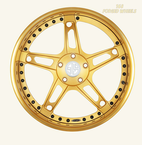 168 Ruedas Forjadas Personalizadas de 19-30 Pulgadas, Cinco Radios, Doradas y Negras, 2/3, para Ford Mustang <span class=keywords><strong>Shelby</strong></span> <span class=keywords><strong>GT500</strong></span>, <span class=keywords><strong>Chevrolet</strong></span> Camaro, Corvette C8 - Product Image 1