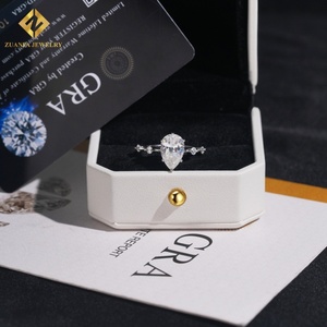 Anillo de Compromiso de Diamante con Corte de Pera, Joyería Fina al por Mayor, Plata de Ley 925, Anillo de Diamante Moissanita GRA VVS para Mujer - Product Image 3