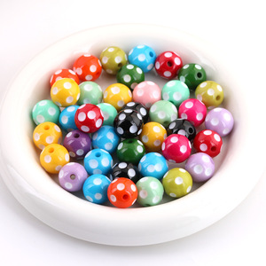 Cuentas acrílicas con puntos redondos de 16 mm para hacer joyas, accesorios para manualidades, color aleatorio - Product Image 2