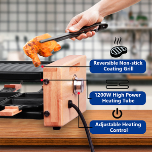 Iron <strong>Electric</strong> Grill <strong>Pan</strong> 1200W Temperature Control Non-Stick Surface Quick Barbecue Outdoor Hotel Household Use (French Language - Product Image 3