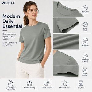 T-shirts JNEI à évacuation de l'humidité, durables, faciles à nettoyer, vêtements en polyester pour marque privée - Product Image 3