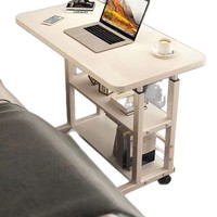 Étagère de rangement multi-niveaux, table réglable pour ordinateur portable avec roulettes pour un déplacement facile, petit bureau sur roulettes