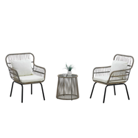 Offre Spéciale : Ensemble de 3 Chaises en Rotin pour Patio avec Table d'Appoint – Mobilier d'Extérieur pour Balcon et Jardin