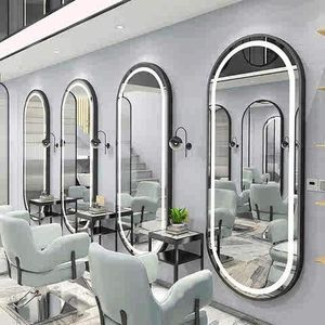 Oval Led Mirror Wall Mounted Metal <b>Frame</b> Adjustable For Salon Haircutting Coloring Perming - Product Image 2