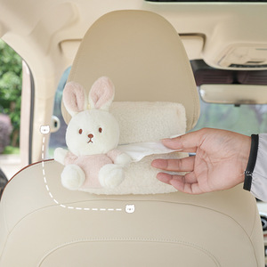Boîte à mouchoirs en laine d'agneau, design mignon de lapin et d'ours, pour voiture et maison, support décoratif polyvalent - Product Image 3