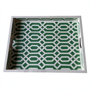 Plateau en résine de qualité supérieure, écologique, élégant, rectangulaire, avec incrustation d'os, plateau de service, taille personnalisée, nouveau design, articles ménagers tendance 2026 - Product Image 1