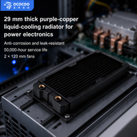 Radiateur de refroidissement liquide OCOCOO à noyau en cuivre 240 mm 29 mm, haute densité, qualité industrielle IGBT, double port G1/4 pour l'électronique de puissance