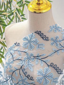 Popular Wedding Lace <strong>Fabric</strong> <strong>Net</strong> Embroidery <strong>Fabric</strong> Lace Floral Embroidery Lace <strong>Fabric</strong> Milk Silk for Dress - Product Image 3