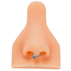 Toptan ASTM F-136Titanium Piercing CZ açacağı yüz markiz <span class=keywords><strong>Opal</strong></span> & CZ taş merkezi menteşeli Segment <span class=keywords><strong>Hoop</strong></span> burun yüzük - Product Image 6