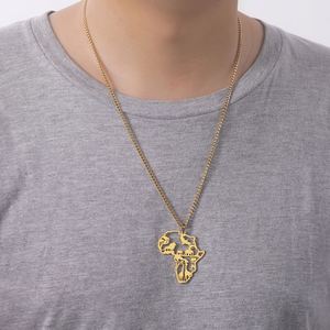 <span class=keywords><strong>Collana</strong></span> con Contorno della Mappa dell'Africa Myshape, Ciondolo con Animali Tribali Elefante e <span class=keywords><strong>Leone</strong></span>, Gioielli Africani in Acciaio Inossidabile, Regalo di Capodanno - Product Image 4