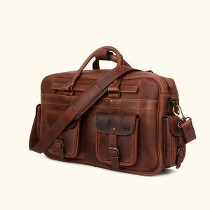 Sac messager style aviateur en cuir de buffle vieilli, avec double poche à rabat avant et ferrures métalliques antiques, idéal pour <span class=keywords><strong>avocat</strong></span> et bureau - Product Image 2