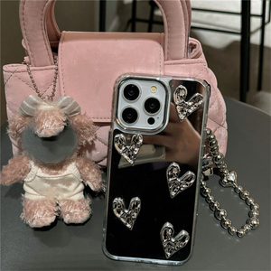 Di alta qualità in stile elettrolitico argento <span class=keywords><strong>bianco</strong></span> specchio plissettato <span class=keywords><strong>cuore</strong></span> modello cassa del telefono per <span class=keywords><strong>iPhone</strong></span> 15 realizzato in materiale PC - Product Image 3