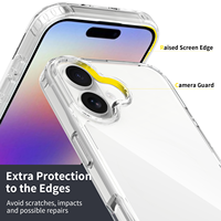 Étui de téléphone portable de luxe transparent anti-empreintes digitales résistant aux chocs en TPU + acrylique HD pour 17 Air Pro Max
