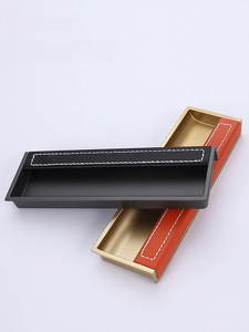 Luxury Recessed Leather Hidden Pull Handles Inset Slot Leather Grips for Wardrobe Cabinet <strong>Doors</strong> &amp; Drawers - Product Image 3