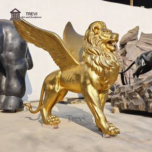 Estatua de León con Alas de Bronce Dorado de Tamaño Real TREVI, Escultura para Adorno de Jardín o Recuerdo - Product Image 3