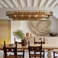 Lustre ovale en verre personnalisable en gros pour chambre à coucher, lampe suspendue E12 pour salon