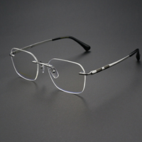 Venta directa de fábrica 5015 Gafas ópticas de titanio Moda de negocios Marcos de anteojos cuadrados sin marco