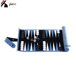 El Mejor Regalo, Juego de Ajedrez y Backgammon Portátil de Viaje, Enrollable, Hecho a Mano, de Cuero Azul de Lujo - Product Image 2