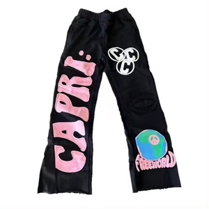 Pantalon de survêtement baggy personnalisé avec patch brodé, délavé à l'acide, effet soleil, coupe et couture, fabrication de vêtements - Product Image 3