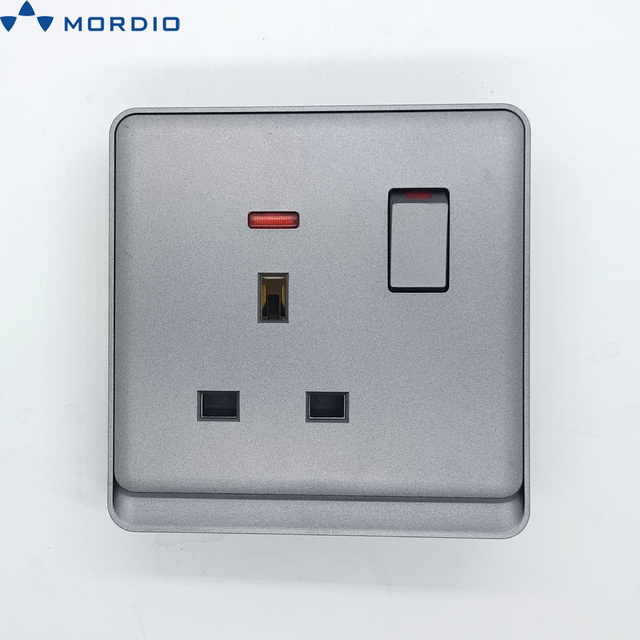 Modern Luxury Wall Socket BS Standard 1 Gang 13A with 2 Outlets Safety Electrical Switches and Sockets