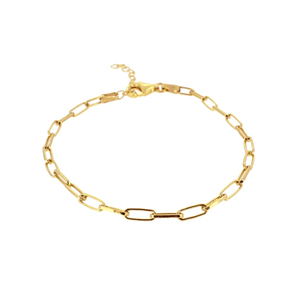 Pulsera de Clip con Cadena de Papel Simple, Pulsera Delicada de Plata Chapada en Oro de 18 Quilates para Mujer - Product Image 1